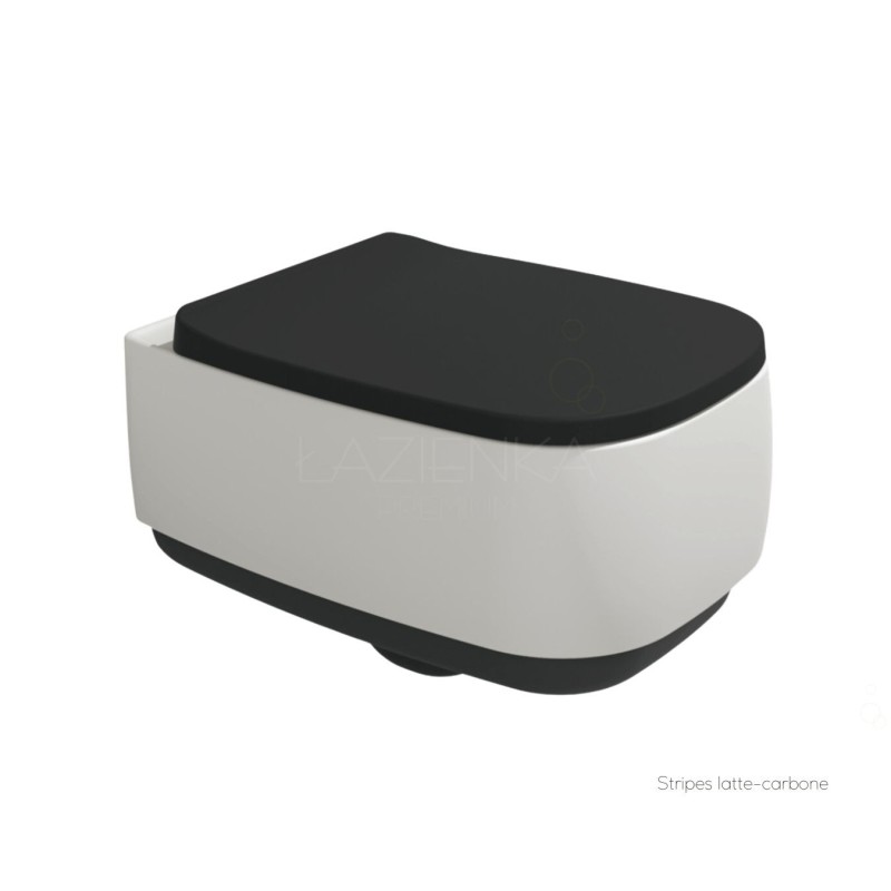 Flaminia Flag Wall hung wc with goclean® system stripes latte+carbone+ seat cover carbone