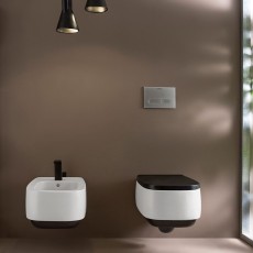 Flaminia Flag Wall hung wc with goclean® system stripes latte+carbone+ seat cover carbone FG118G+FGCW03
