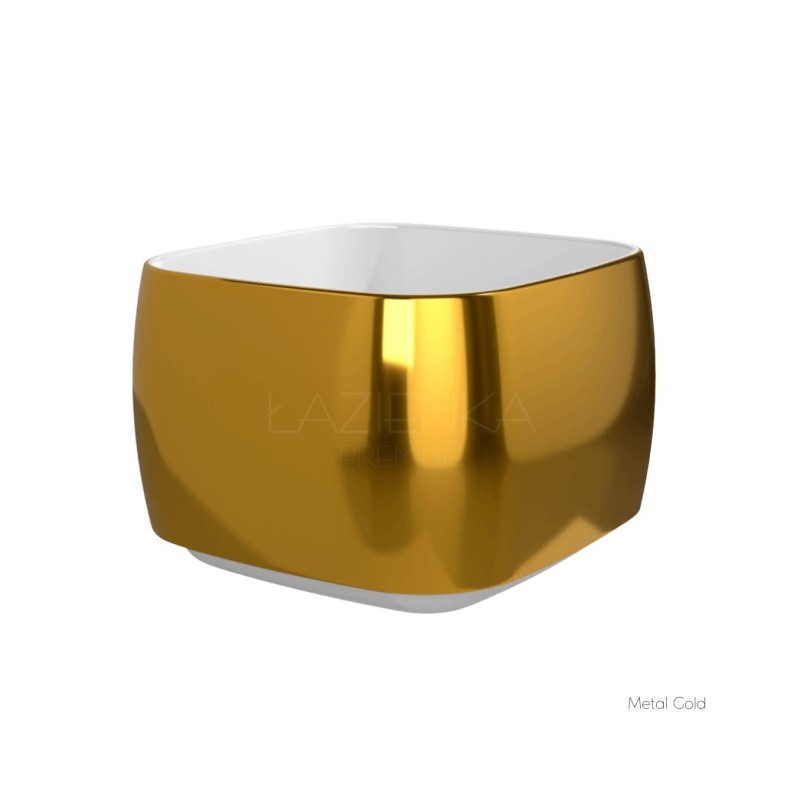 Flaminia Flag Deep Countertop baisn 40x40x28h FG40H28, white / metal gold