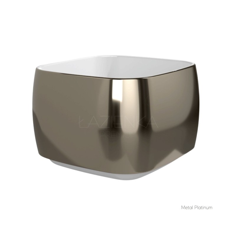 Flaminia Flag Deep Countertop basin 40x40x28h FG40H28, white/ metal platinium