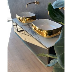 Flaminia Flag Deep Countertop baisn 40x40x28h FG40H28, white / metal gold