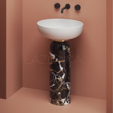 Artceram Jolie white basin 50cm + pedestal (portoro gold)+ gold ring