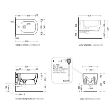 Flaminia Play Wall hung bidet PY218, cenere