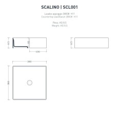 Artceram Scalino 38 countertop washbasin white shine SCL001