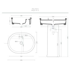 Artceram Brera Countertop/on pedestal basin 60 cm BRL002