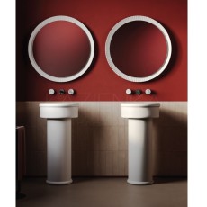 Artceram Lord round retro led mirror with ceramic frame and touch switch,  76cm