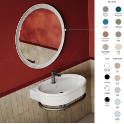 Artceram Lord round retro led mirror with ceramic frame and touch switch,  76cm