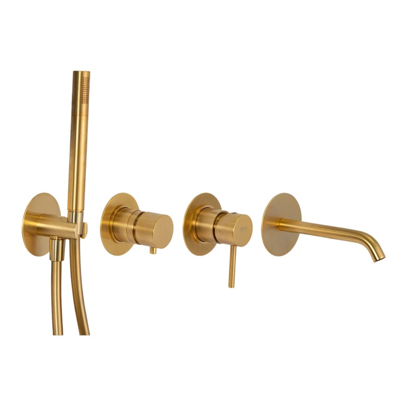 złota bateria wannowa podtynkowa czterootworowa