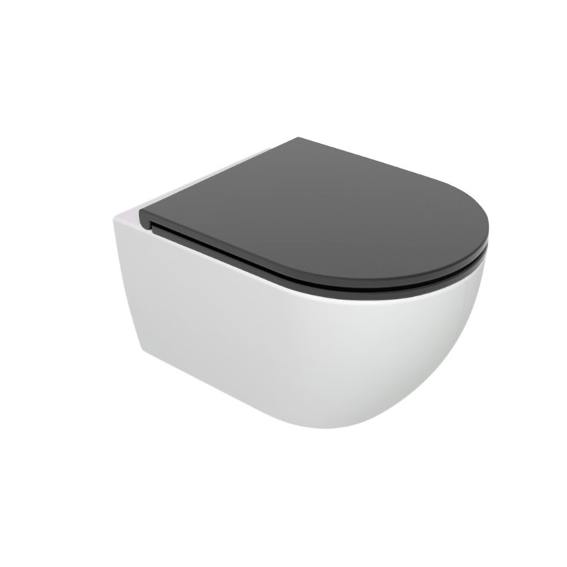 GSG Like miska wc bez rantu z deska wolnopadająca w kolorze czarny mat LKWCSO  LKCOPRSLTICR