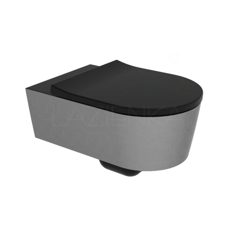 Flaminia Link miska wc wisząca GoClean 5051/WCG silver/black + deska carbone
