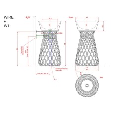 Hidra Wire freestanding  baisn 43cm pink mat with white mat structure , W1 097+W3 006