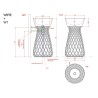 Hidra Wire freestanding  baisn 43cm pink mat with white mat structure , W1 097+W3 006
