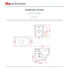Artceram Hermitage miska wc stojąca z deską wolnoopadajacą w komplecie biały połysk rysunek techniczny HEV005+HEA005 01:71