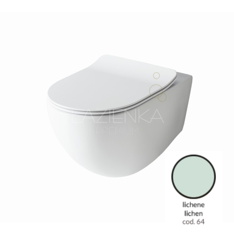 Artceram File 2.0 wall-hung wc rimless with seat cover set FLV004 FLA014 6400 lichen