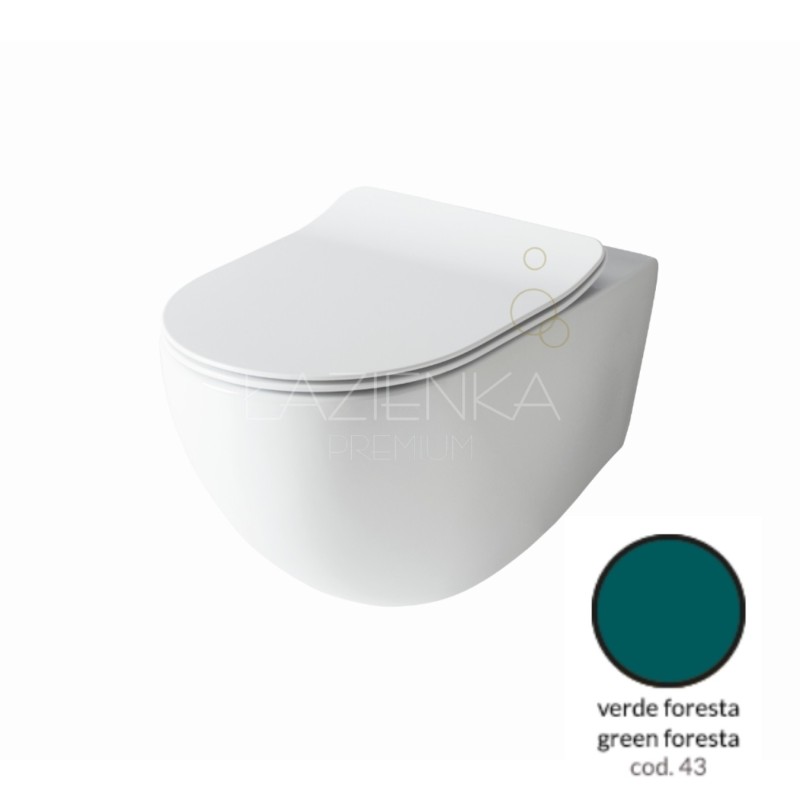 Artceram File 2.0 wall-hung wc rimless with slim seat cover in set FLV004 FLA014 4300 green foresta