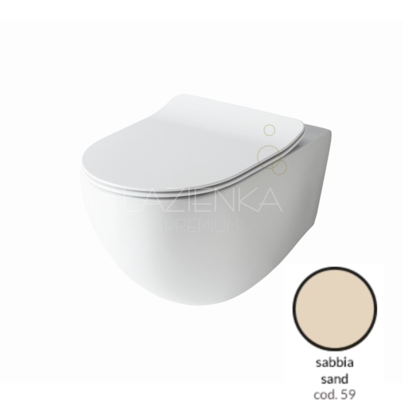 Artceram File 2.0 miska wc wisząca rimless bezrantowa sand z deską slim wolnoopadającą FLV004  FLA014 59:00