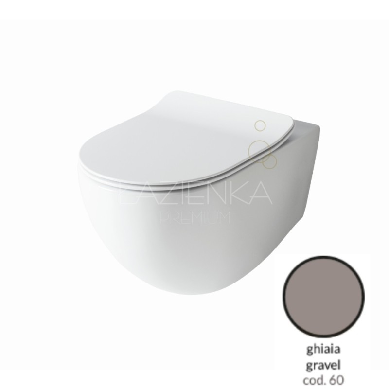 Artceram File 2.0 miska wall-hung wc rimless with slim seat cover soft-close FLV004 FLA014 6000 gravel