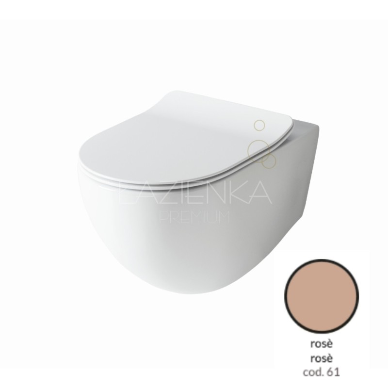 Artceram File 2.0 wall-hung wc rimless with slim seat cover in set rose  FLV004 6100