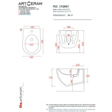 Artceram File 2.0 bidet wiszący biały mat FLB001 05:30 rysunek techniczny
