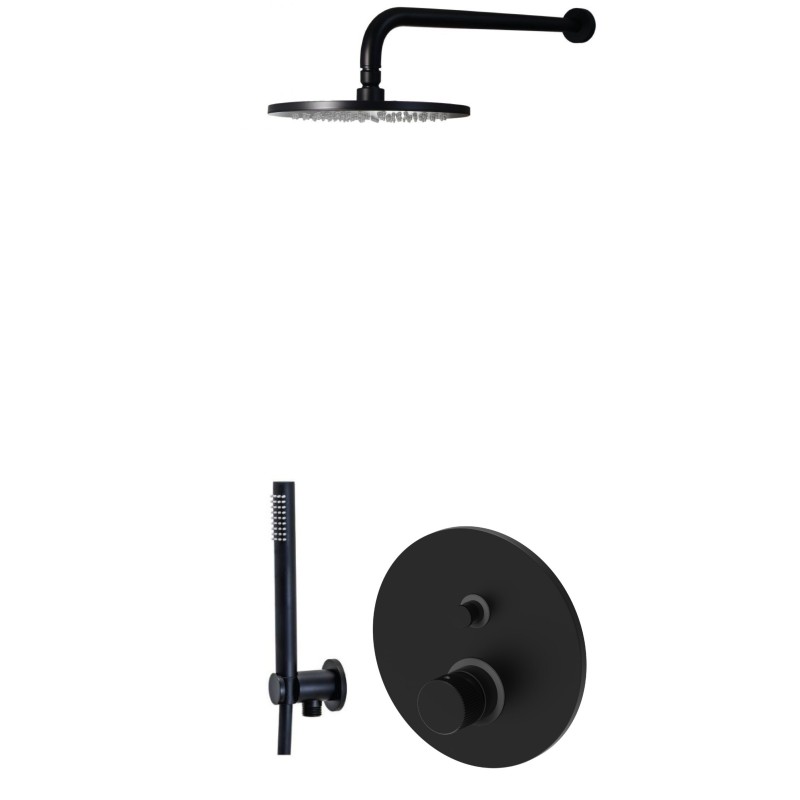 Paffoni Jo recessed shower set with rain shower 22.5 cm black matt