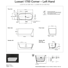 Victoria+Albert  LUSSARI 1700 wanna narożna lewa biały mat QUARRYCAST™  Nowość LUSM-N-LH-SW-NO