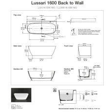 Victoria+Albert  LUSSARI 1600 wanna przyścienna biała QUARRYCAST™  Nowość  LU4-N-SW-NO