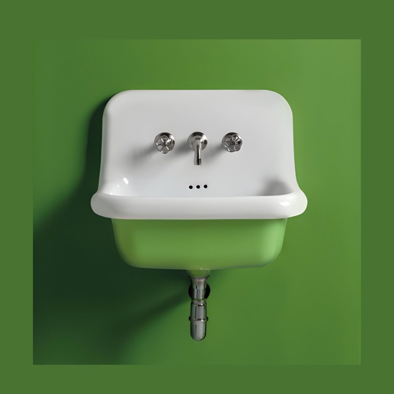 Bleu Provence True Colors wall hung basin 60 cm white/green