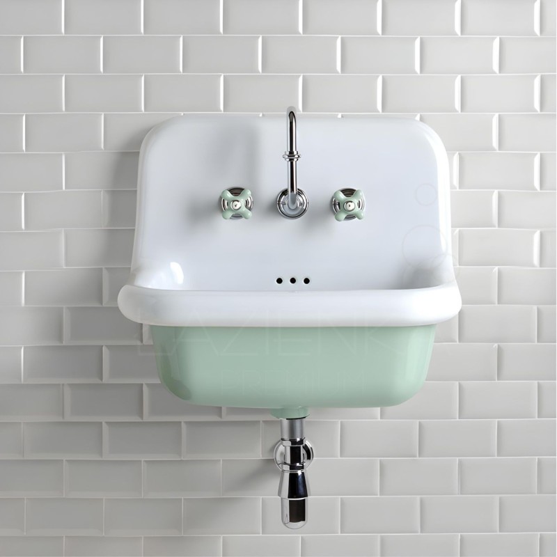 Bleu Provence True Colors umywalka vintage 60 cm biała + verde-pastello