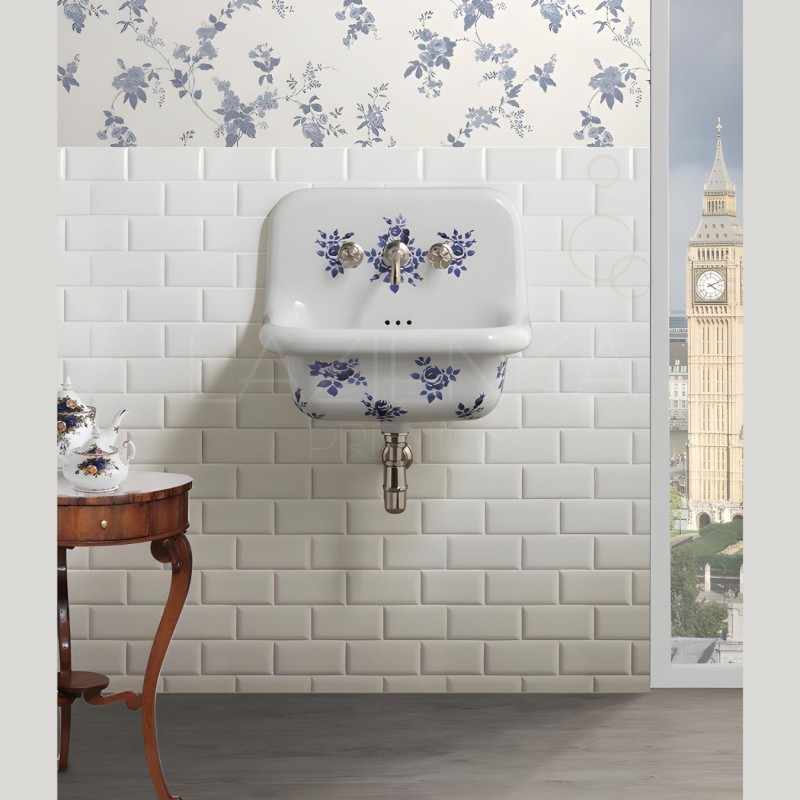 Bleu Provence True Colors umywalka 60 cm biała + dekor Flowers