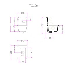 Bleu Provence True Colors umywalka 26 cm TCL26 rysunek techniczny