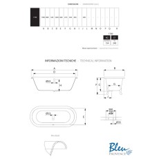 Bleu Provence Jasmine wanna 3080 rysunek techniczny