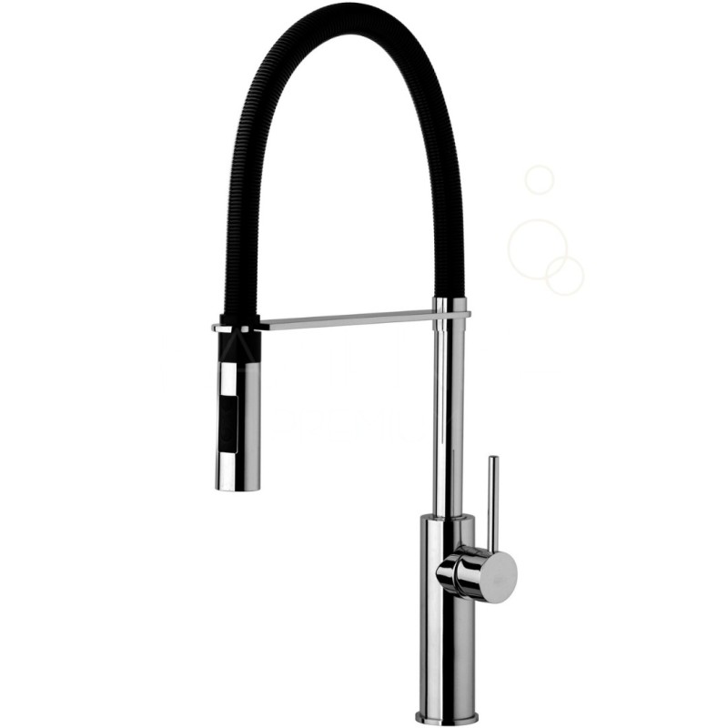 Paffoni Light bateria kuchenna obrotowa stojąca chrom z czarną wylewką LIG179CRNO