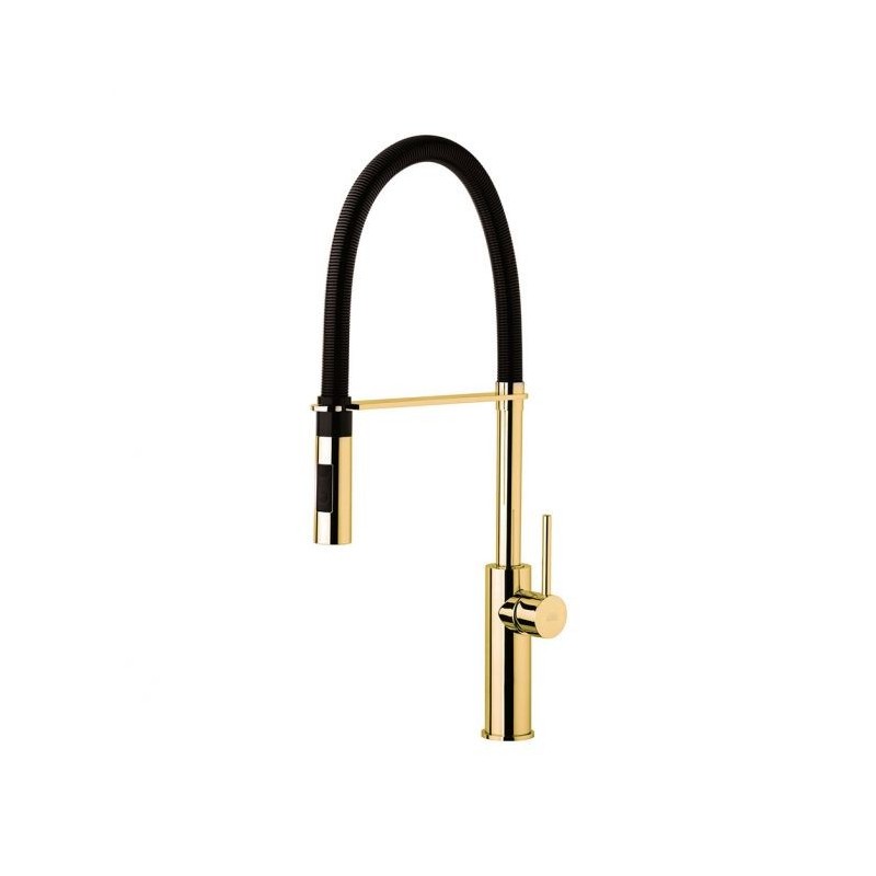 Paffoni Light kitchen tap gold and black mat spout