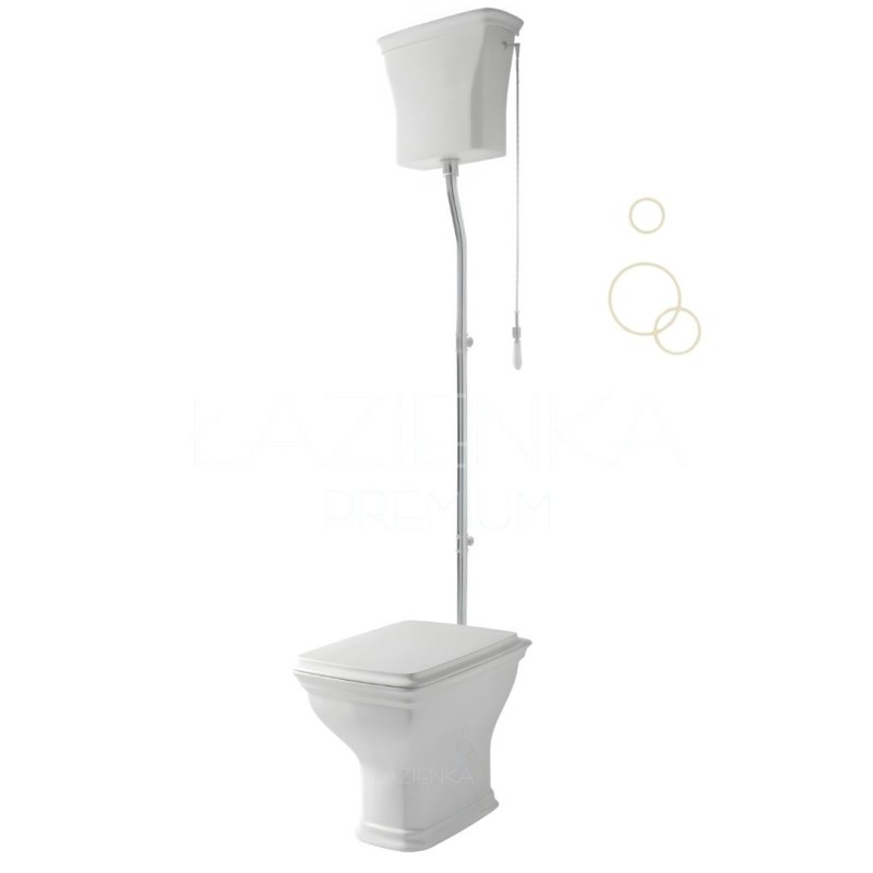 Artceram Civitas WC with flor drain + High level ceramic cistern chrom