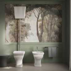 Artceram Civitas WC with flor drain + High level ceramic cistern chrom