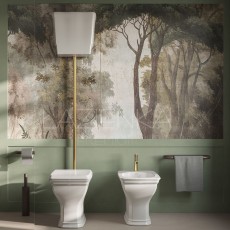 Art ceram Civitas WC with flor drain + High level ceramic cistern gold