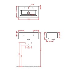 Hidra Loft umywalka nablatowa/wisząca 50x27 rysunek techniczny