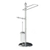 Pedestal with towel rail + toilet roll holder + toilet brush in ceramic