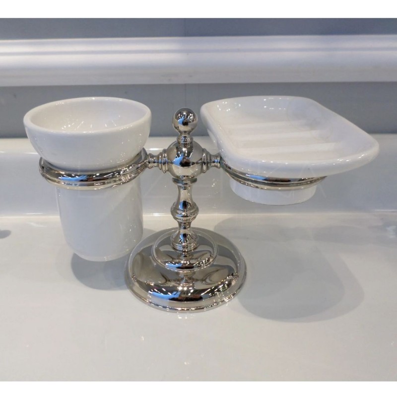 Bleu Provence Clasic Soap dish/tumbler in ceramic with support