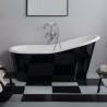 Bleu Provence Old Lavande wanna żeliwna wolnostająca biało czarna 137X76