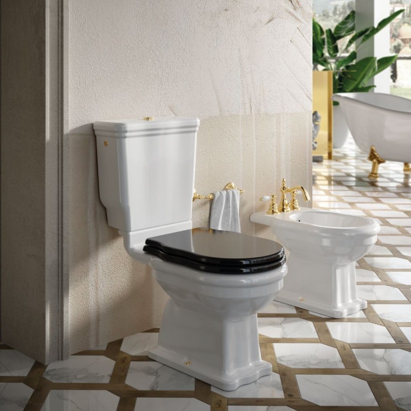 Hidra Ellade wc kompakt retro rimless z deską wolnoopadającą czarną