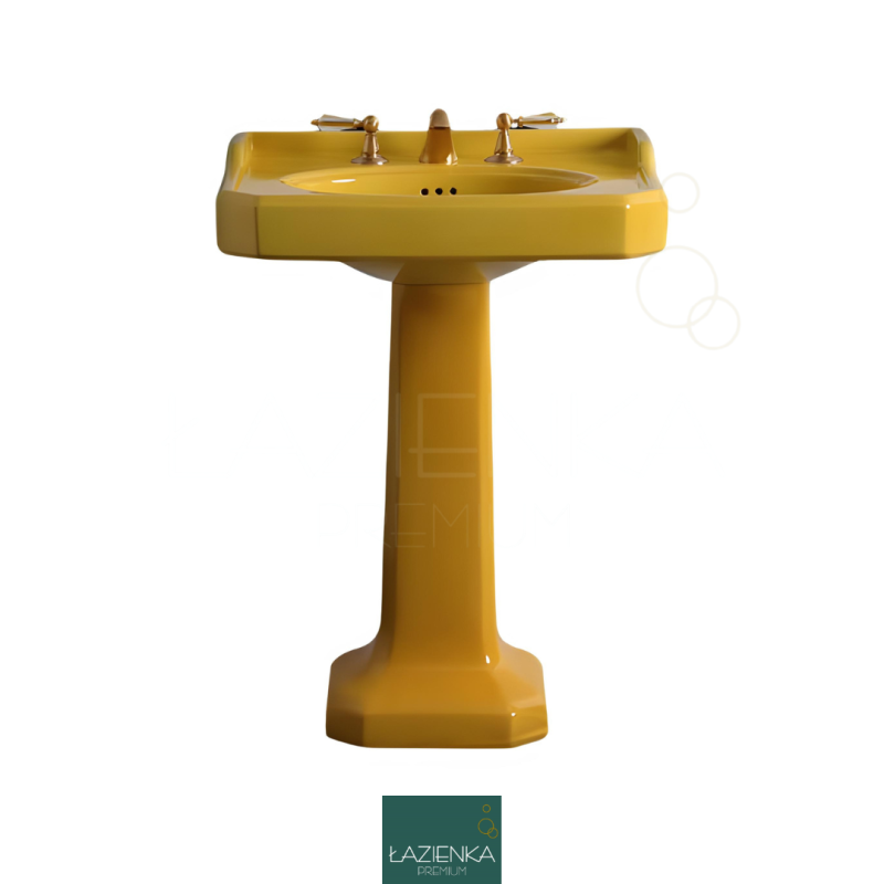 Bleu Provence Provence '700 umywalka 65cm BP765 + postument BP915 , żółty połysk giallo senape lucido