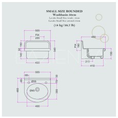 Bleu Provence True colors Lite umywalka 50 cm biała + verde pastello