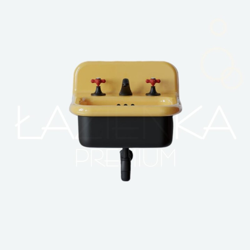 Bleu Provence True Colors Lite umywalka nablatowa 50cm giallo senape lucido w wewnątrz + czarny mat z zewnątrz