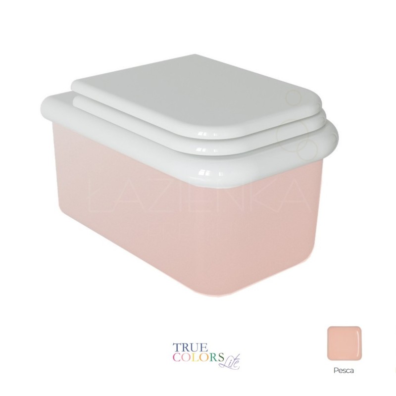 Bleu Provence True Colors Lite retro wc podwieszany biało różowa Pesca + deska wolnoopadająca biala