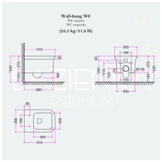 Bleu Provence True Colors Lite retro wc podwieszany biało czarny + deska wolnoopadająca