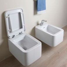 Flaminia Nile wall-hung wc GoClean + seat cover white mat latte