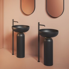 The.Artceram Jolie flor standing baisn black mat + gold mat ring set