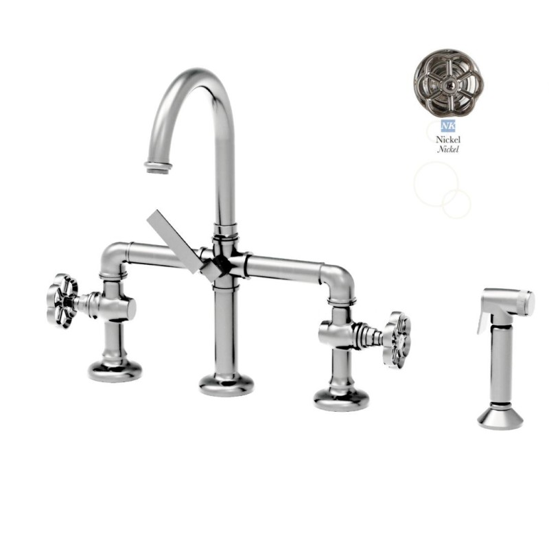 Bleu Provence bateria kuchenna 4-otworowa kolor Nikiel, kurki Marguerite