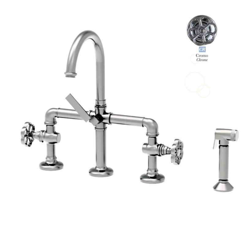 Bleu Provence bateria kuchenna 4-otworowa kolor Chrom , kurki Marguerite